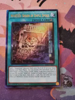 Yugioh 1x WANTED: Seeker of Sinful Spoils Prismatic Ultimate PUR RA03-EN074 NM - Image 1