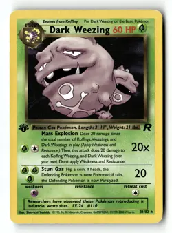 Pokemon Card Dark Weezing (31) LP Team Rocket 1st Edition Rare 31/82 - Image 1