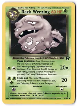 Pokemon Card - Dark Weezing 31/82 Unlimited Non Holo Rare - Team Rocket - LP - Image 1