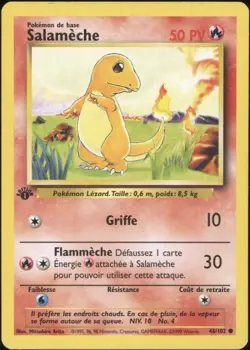 1999 Pokemon FRENCH 1st Edition Base Set Salameche-Charmander 46/102 VG-EX - Image 1