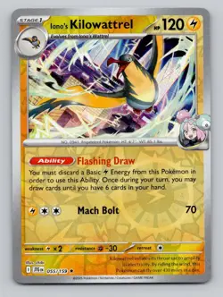 Iono's Kilowattrel 055/159 Rare Journey Together Pokemon Reverse Holo Near Mint - Image 1