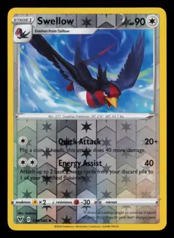 Swellow 134/185 Uncommon Vivid Voltage Pokemon Reverse Holo Near Mint - Image 1