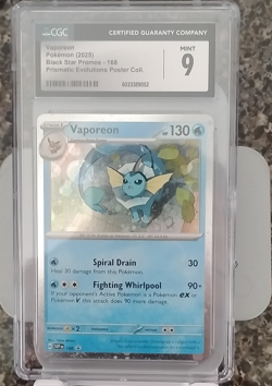 Pokemon TCG Vaporeon Cosmos Holo CGC Mint 9 Sv: Scarlet & Violet Promo 168 2025 - Image 1