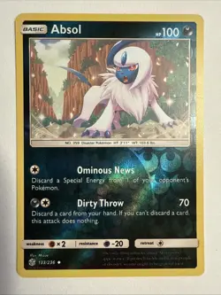 Absol 133/236 Reverse Holo 2019 Pokemon Cosmic Eclipse Card NM - Image 1