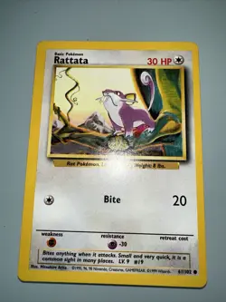 Pokemon TCG - Rattata - Base Set Unlimited - 61/102 Common - Mint - Image 2