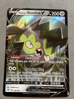 Pokemon TCG Galarian Stunfisk V 128/189 Darkness Ablaze NM - Image 1