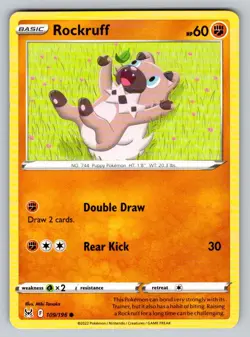 ROCKRUFF 109/196 C Lost Origin Pokemon LP - Image 1