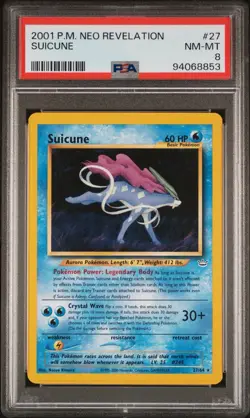 2001 Pokemon TCG Neo Revelation #27/64 Suicune Holo Pokemon Card PSA 8 - Image 1