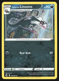 SWSH08: Fusion Strike Galarian Linoone #160/264 Uncommon Pokemon Card - Image 1
