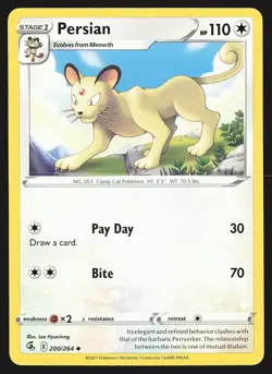 SWSH08: Fusion Strike Persian #200/264 Uncommon Pokemon Card - Image 1