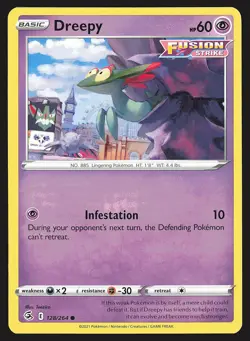 SWSH08: Fusion Strike Dreepy #128/264 Common Pokemon Card - Image 1