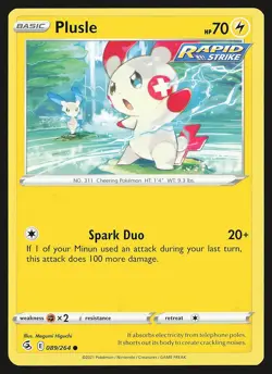 SWSH08: Fusion Strike Plusle #089/264 Common Pokemon Card - Image 1