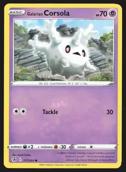 SWSH08: Fusion Strike Galarian Corsola #117/264 Common Pokemon Card - Image 1