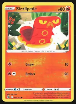 SWSH08: Fusion Strike Sizzlipede (46) #046/264 Common Pokemon Card - Image 1