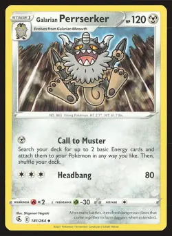 SWSH08: Fusion Strike Galarian Perrserker #181/264 Uncommon Pokemon Card - Image 1