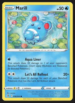 SWSH08: Fusion Strike Marill #058/264 Common Pokemon Card - Image 1