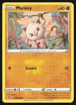 SWSH08: Fusion Strike Mankey #133/264 Common Pokemon Card - Image 1