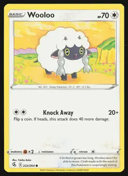 SWSH08: Fusion Strike Wooloo (222) #222/264 Common Pokemon Card - Image 1