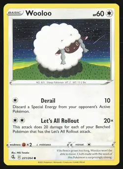 SWSH08: Fusion Strike Wooloo (221) #221/264 Common Pokemon Card - Image 1