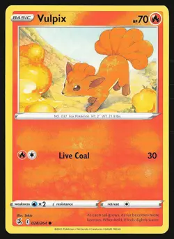 SWSH08: Fusion Strike Vulpix (28) #028/264 Common Pokemon Card - Image 1