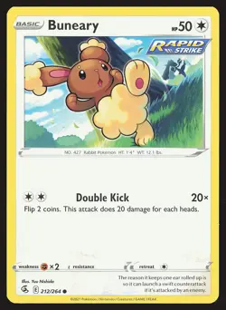SWSH08: Fusion Strike Buneary #212/264 Common Pokemon Card - Image 1