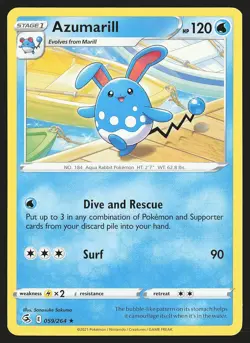 SWSH08: Fusion Strike Azumarill #059/264 Rare Pokemon Card - Image 1