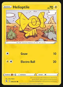 SWSH08: Fusion Strike Helioptile #098/264 Common Pokemon Card - Image 1