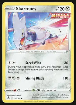 SWSH08: Fusion Strike Skarmory #182/264 Common Pokemon Card - Image 1