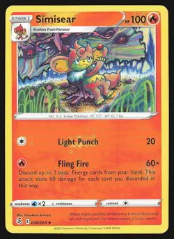 SWSH08: Fusion Strike Simisear #038/264 Uncommon Pokemon Card - Image 1