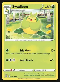 SWSH08: Fusion Strike Swadloon #010/264 Uncommon Pokemon Card - Image 1