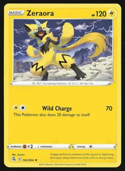 SWSH08: Fusion Strike Zeraora #102/264 Rare Pokemon Card - Image 1