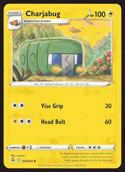 SWSH08: Fusion Strike Charjabug #100/264 Uncommon Pokemon Card - Image 1