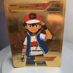 Ash Ketchum Vmax HP 5000000 Gold Foil Fan Art Card Gotta Win Them All🔥🔥 - Image 1