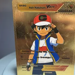 Ash Ketchum Vmax HP 5000000 Gold Foil Fan Art Card Gotta Win Them All🔥🔥 - Image 2