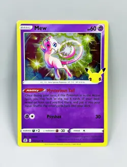 Mew 011/025 Pokemon Celebrations 25th Anniversary Rare Holo Trading Card - Image 1