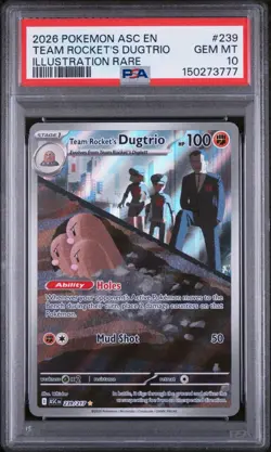 2026 POKEMON ASCENDED HEROES ILLUSTRATION RARE #239 TEAM ROCKET'S DUGTRIO PSA 10 - Image 1