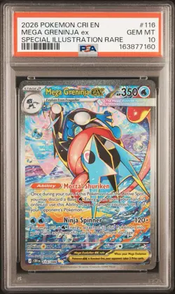 2026 POKEMON CHAOS RISING ILLUSTRATION RARE #116 MEGA GRENINJA EX PSA 10 - Image 1