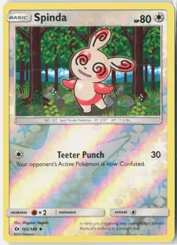 Spinda 102/149 Uncommon SM Base Set Pokemon Reverse Holo Near Mint - Image 1