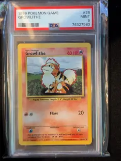 Pokemon TCG Growlithe 28/102 Base Set PSA 9 - Image 1