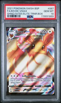 EEVEE VMAX 2021 Pokemon SWSH Shining Fates #087 Black Star Promo PSA 10 - Image 1