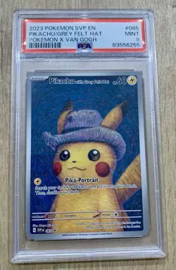 2023 Pokemon X SVP EN Van Gogh #085 Pikachu Grey Felt Hat PSA 9 🔥HOT ITEM! 🔥 - Image 1