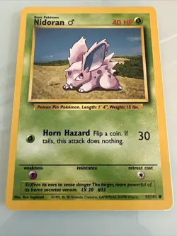 Nidoran Base 55/102 4th Print 1999-2000 Pokemon Card Base Set Common WOTC NM - Image 1
