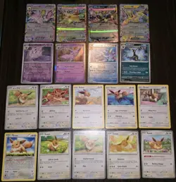 18 Eeveelution Cards Including 4 EX & 3 Reverse Holos LP-NM. See Pictures - Image 1