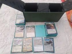 MTG 96-Card Lot with Premium Green Storage Box - Sleeved Magic Cards Bundle - Image 1