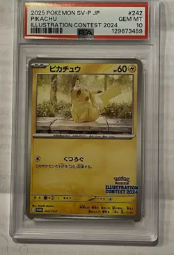 2025 POKEMON JAPANESE SV-P PROMO ILLUSTRATION CONTEST 2024 #242 PIKACHU PSA 10 - Image 1