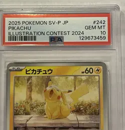2025 POKEMON JAPANESE SV-P PROMO ILLUSTRATION CONTEST 2024 #242 PIKACHU PSA 10 - Image 2