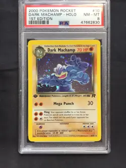Pokemon Cards: Team Rocket 1st Edition Rare Holo: Dark Machamp 10/82 PSA 8 - Image 2