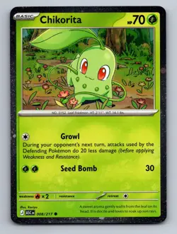 Chikorita (Cosmos Holo) 008/217 Common Miscellaneous Cards & Products Pokemon NM - Image 1
