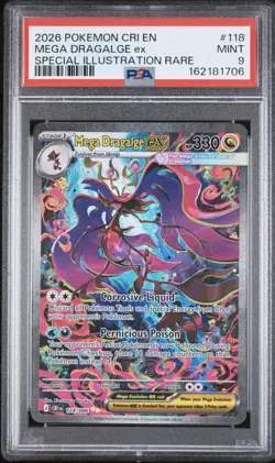 2026 Pokemon Chaos Rising Mega Dragalge ex 118/086 PSA 9 MINT SIR - Image 1