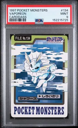 1997 POCKET MONSTERS CARDDASS #134 VAPOREON PSA 9 - Image 1